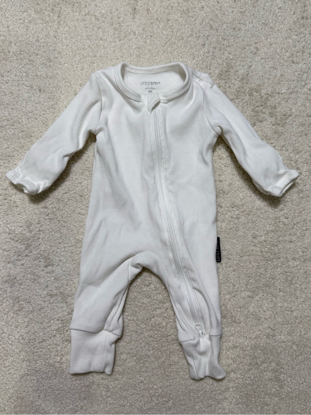 Little Bipsy White Ribbed 2 Way Zip Up Romper Jumpsuit One Piece Baby NB Newborn